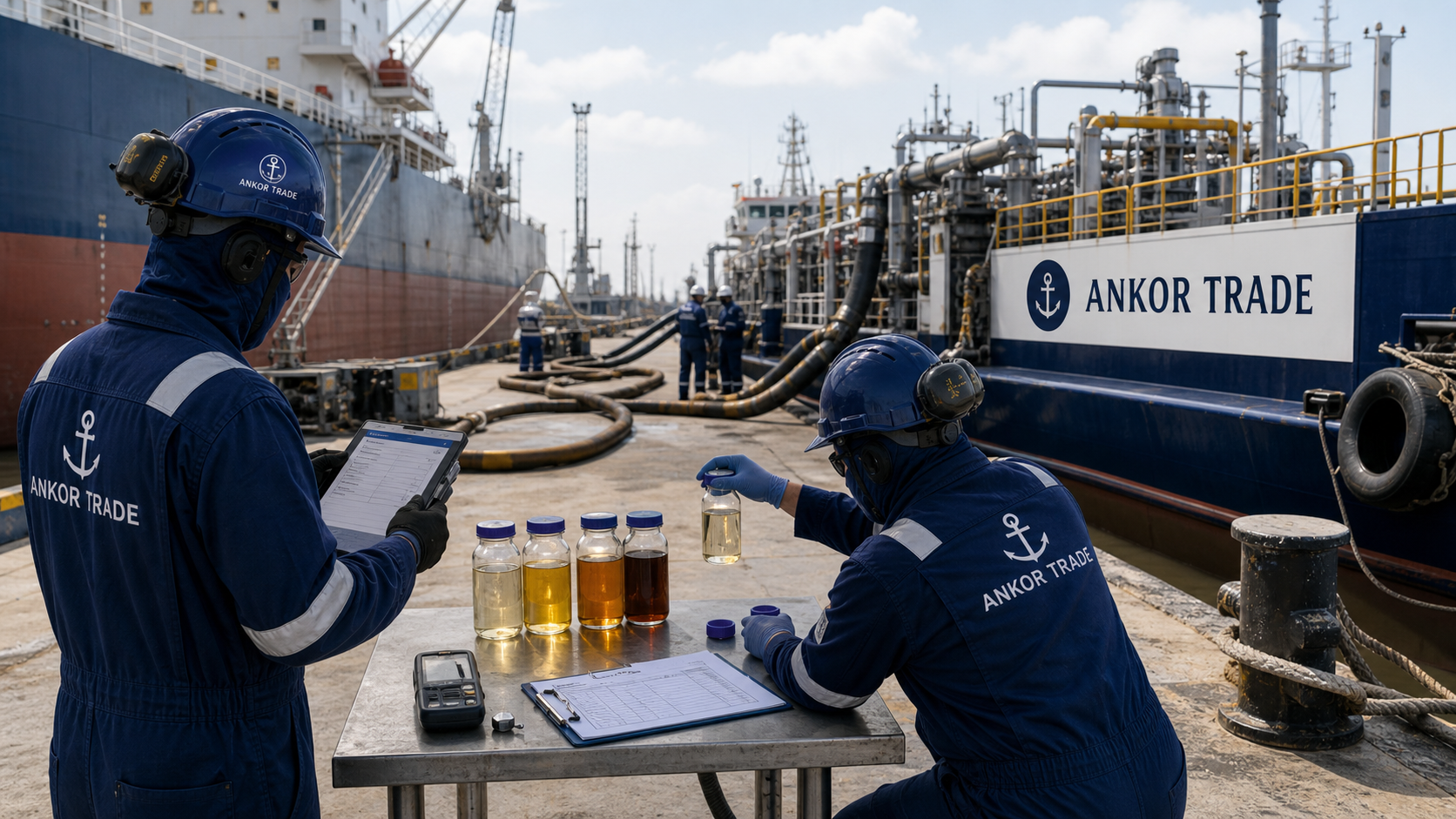 Illustrative bunker delivery technical operation with vessel coordination