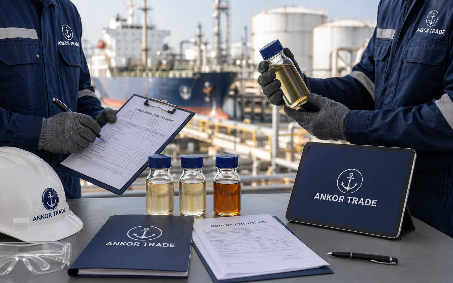 Illustrative cargo inspection documents and petroleum samples