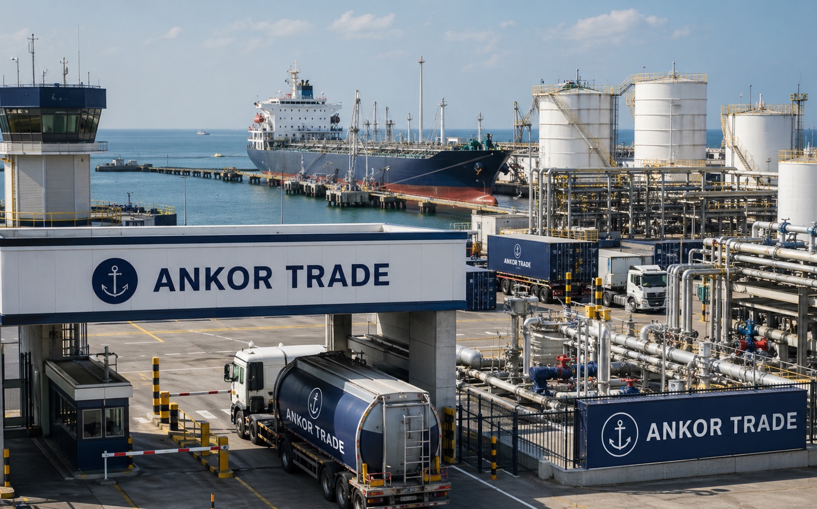 Illustrative port terminal and fuel logistics yard