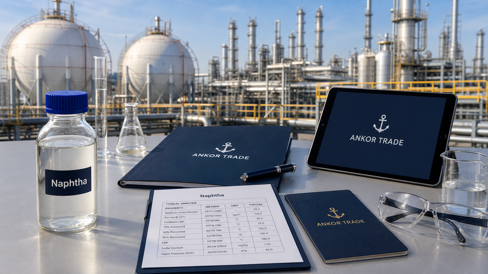 Illustrative naphtha sample and terminal laboratory context