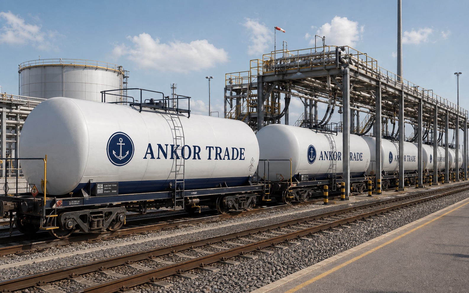 Illustrative rail tank cars at a fuel loading terminal
