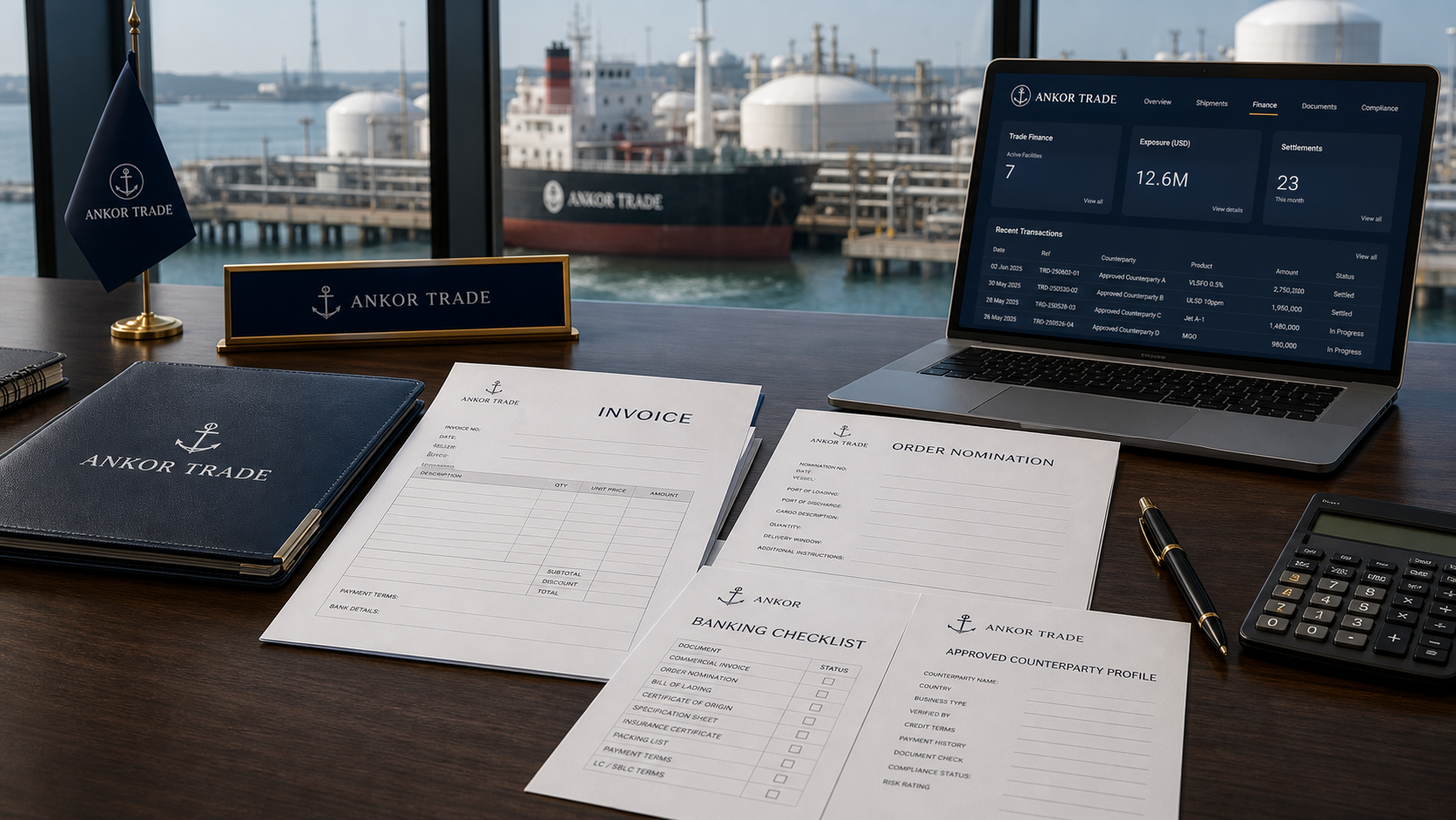 Illustrative trade finance documents and settlement workflow